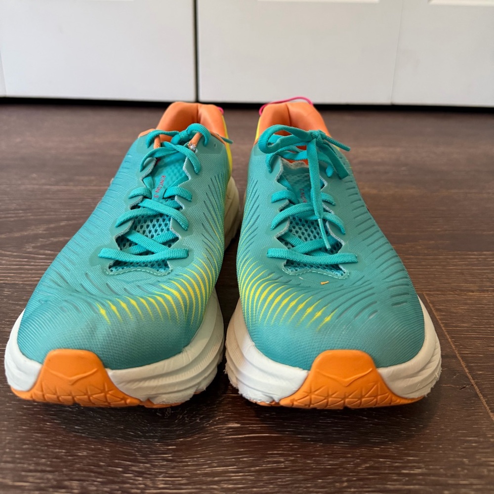 Hoka Rincon 3 Men's Teal Yellow Pink Orange Running Sneakers - Picture 5 of 9